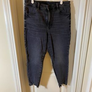 Washed black cropped skinny jeans